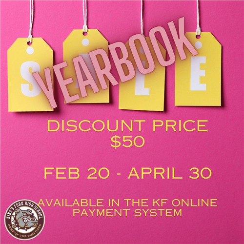 Yearbooks on sale now!  $50 until April 30th